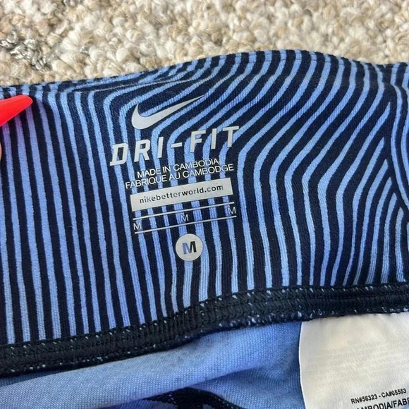 Nike Dri Fit Running Capri Leggings Blue Black - Picture 4 of 9